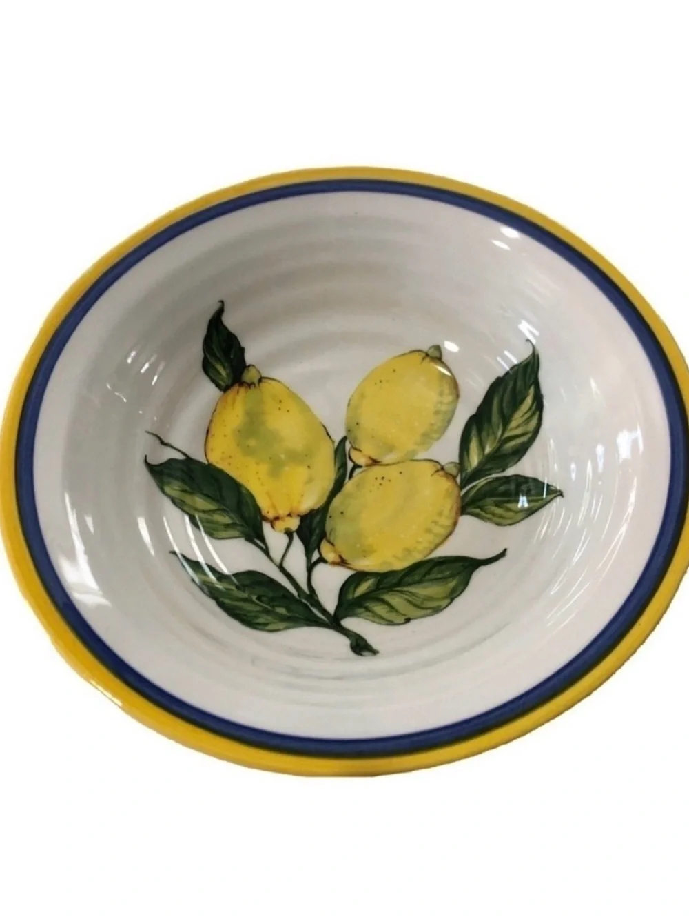 Lemon Motif Ceramic Serving Bowl - White and Yellow made in Italy